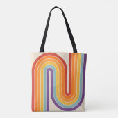 Retro 1970s Style Arched Stripes Geometric Pattern Tasche (Rückseite)