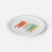 Retro 1970's Style Houston Texas Skyline  Pappteller (Schrägansicht)