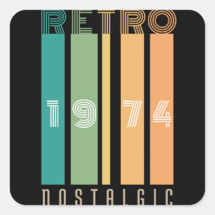 Retro 1974 nostalgisch quadratischer aufkleber