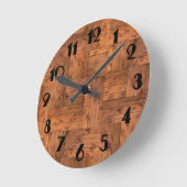 Retro 1975 Authentisches Holzparkett-Muster Runde Wanduhr (Winkel)