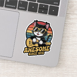 Retro 1976 Birthday 50th Cat Lover Bday Ukulele Aufkleber