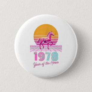 Retro 1978 Jahr des Pferdes Zodiak Reiter Glück Button