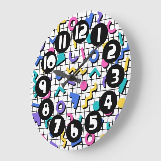 Retro 1980er/1990er Memphis Style Große Wanduhr (Winkel)