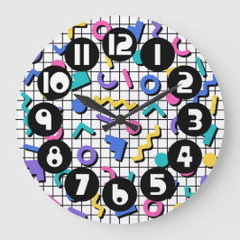 Retro 1980er/1990er Memphis Style Große Wanduhr