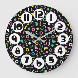 Retro 1980er/1990er Memphis Style Große Wanduhr