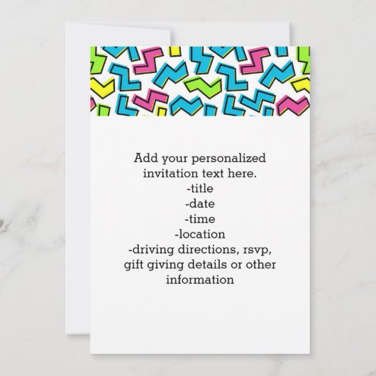 Retro 1980er Cooles Niedliches Pattern 80er-Party Einladung (Rückseite)