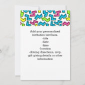 Retro 1980er Jahre Cooler Niedlicher 80er Memphis- Einladung (Rückseite)