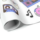 Retro 1980er Jahre Era Music zum Geburtstag Geschenkpapier (Rolleneckpunkt)
