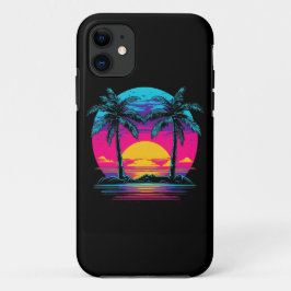 Retro 1980er Jahre Vaporwave Palm Trees Beach Case-Mate iPhone Hülle