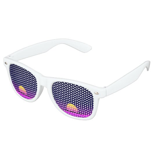 Retro 1980er Synthwave glühende Neonlichter Stadt Partybrille (Schrägansicht)