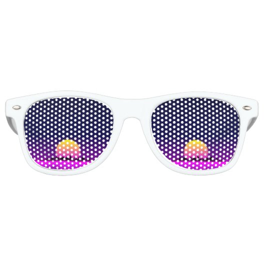 Retro 1980er Synthwave glühende Neonlichter Stadt Partybrille (Vorderseite)