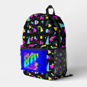 RETRO 1980ER TAPE FARBBIGE FORMEN BEDRUCKTER RUCKSACK