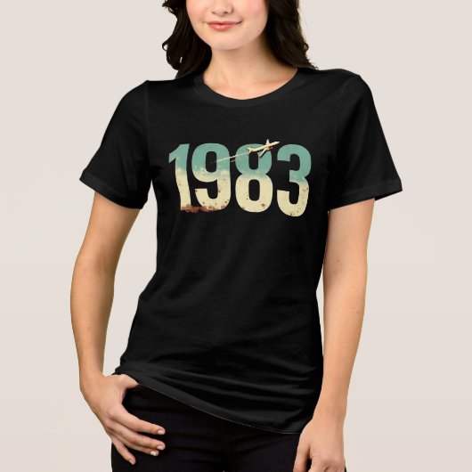Retro 1983: Vintages Flugzeug Grafik Tri-Blend Shirt (Vorderseite)