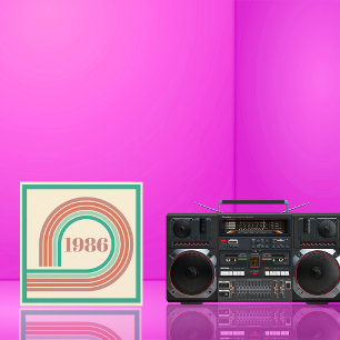 Retro 1986 40. Geburtstag Koralle Boho Streifen Einladung