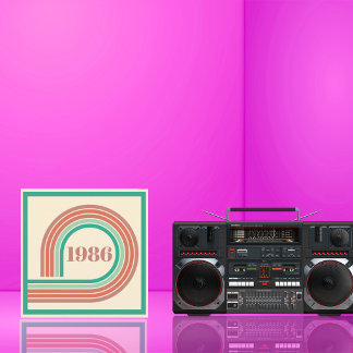 Retro 1986 40. Geburtstag Koralle Boho Streifen Einladung