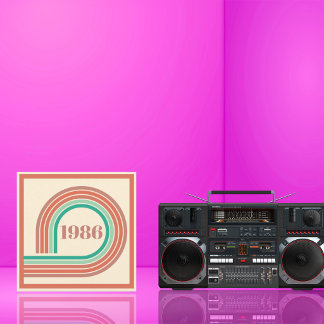 Retro 1986 40. Geburtstag Koralle Boho Streifen Einladung