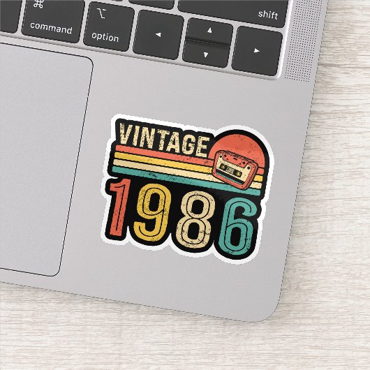 Retro 1986 Birthday Cassette Tape Nostalgic Bday Aufkleber (Detail)