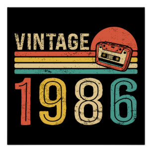 Retro 1986 Geburtstag Vintage Kassettenband 40. Poster