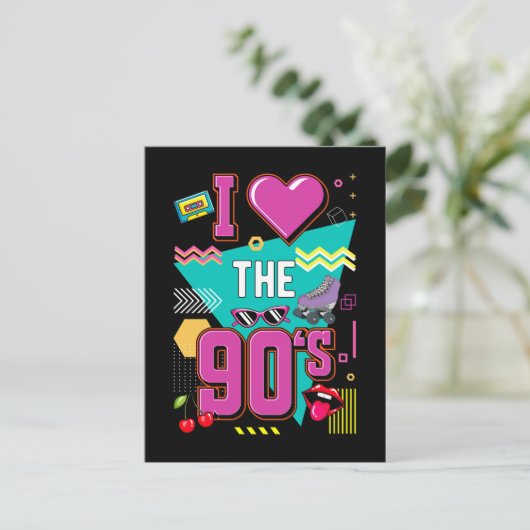 Retro 1990er Liebe Radio Music Disco 90er Postkarte (Stehend Vorderseite)