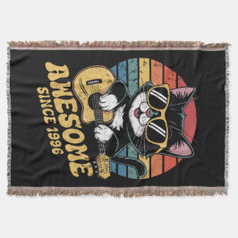 Retro 1996 Birthday Cat Lover Ukulele 30th Bday Decke