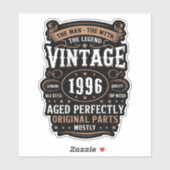 Retro 1996 Birthday The Man The Legend 30th Bday Aufkleber (Blatt)