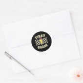 Retro 1. Klasse Lehrer Blitz Bleistift Runder Aufkleber (Umschlag)