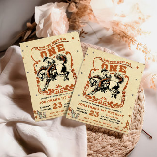 Retro 1. Rodeo Western Cowboy Birthday Einladung