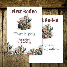 Retro 1. Rodeo Western Kaktus Geburtstag Dankeskarte
