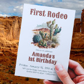 Retro 1. Rodeo Western Kaktus Geburtstag Einladung
