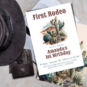 Retro 1. Rodeo Western Kaktus Geburtstag Einladung