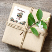 Retro 1. Rodeo Western Kaktus Geburtstag Quadratischer Aufkleber