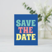 RETRO 1SAVE THE DATE GROOVY PARTY Postkarten (Stehend Vorderseite)