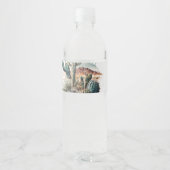 Retro 1st First Rodeo Western Cactus Birthday Wasserflaschenetikett (Rückseite)