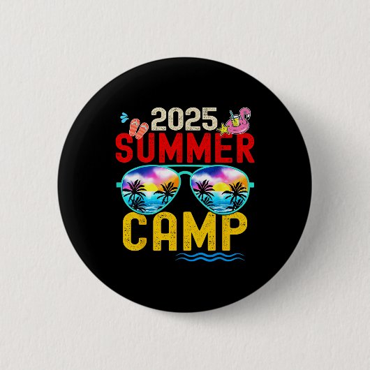 Retro 2025 Sommercamp-Ferien-Camper-Matching Fa Button (Vorderseite)