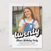 Retro 20. Geburtstagsfeier | Zwanzig Geburtstag Einladung (Vorderseite)