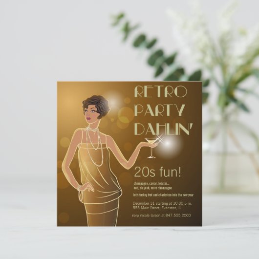 Retro-20er-Party Einladung (Stehend Vorderseite)