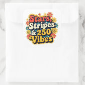 Retro 250th vibes 4th of July patriotic  Quadratischer Aufkleber (Tasche)