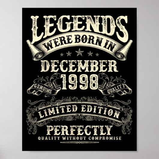 Retro 27th Birthday For Men 27 Year Old December 1 Poster (Vorne)
