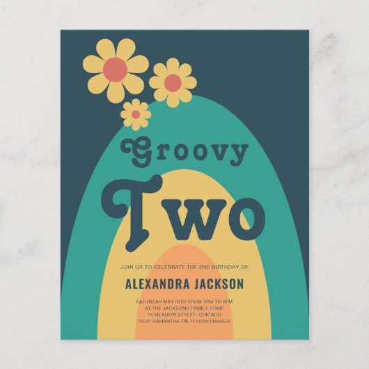 Retro 2. Geburtstag Party Budget Flyer (Vorne)