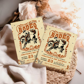 Retro 2. Rodeo Western Cowboy Birthday Einladung