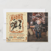 Retro 2. Rodeo Western Cowboy Birthday Foto Einladung (Vorderseite)
