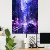 Retro 2D Street Fighter Style Background Poster (Heimbüro)