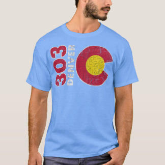 Retro 303 Denver Flag Karte Colorado Zuhause T-Shirt