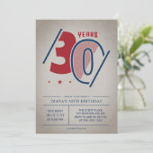 Retro 30. Geburtstag Einladung (Stehend Vorderseite)