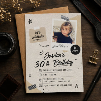 Retro-30-Geburtstagsfoto im Vintage-Stil Einladung