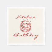 Retro 30. Hand gezeichnete Kuchen Meilenstein Spaß Serviette (Vorderseite)