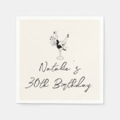 Retro 30. Hand gezeichneter Meilenstein Spaß Gebur Serviette (Vorderseite)