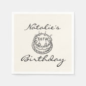 Retro 30. Handgezeichneter Kuchen Dreißig Spaß Geb Serviette (Vorderseite)