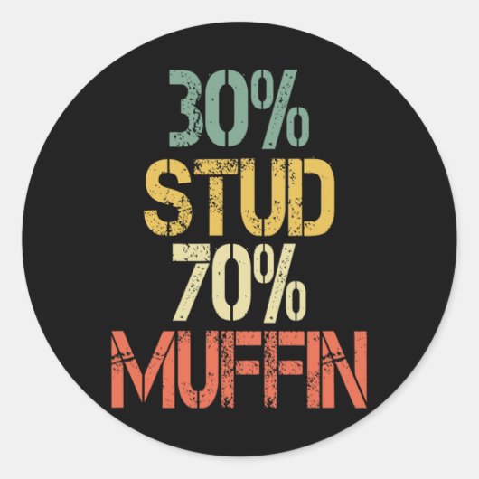 Retro 30 Stud 70 Muffin Sarcasm Vater Abbildung Runder Aufkleber (Vorderseite)