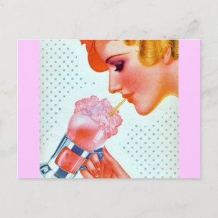 Retro 30er Milchshake-Postkarte Postkarte